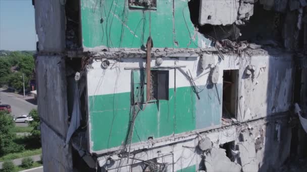 Stock Video Shows Destroyed Residential Building War Ukraine Borodyanka Bucha — Stock Video