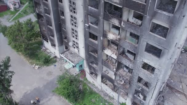 Stock Video Shows Destroyed Residential Building War Ukraine Borodyanka Bucha — Vídeo de Stock