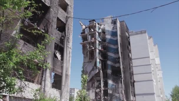 Stock Video Shows Destroyed Residential Building War Ukraine Borodyanka Bucha – Stock-video