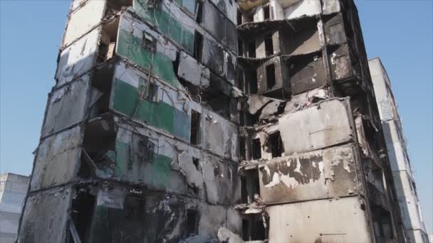 Stock Video Shows Destroyed Residential Building War Ukraine Borodyanka Bucha — Stock Video