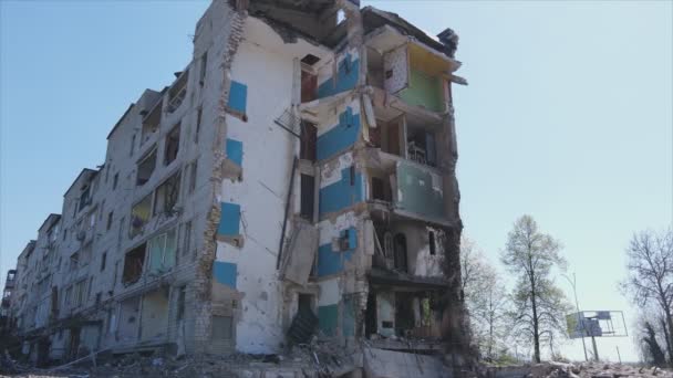 Stock Video Shows Destroyed Residential Building War Ukraine Borodyanka Bucha — Stok video