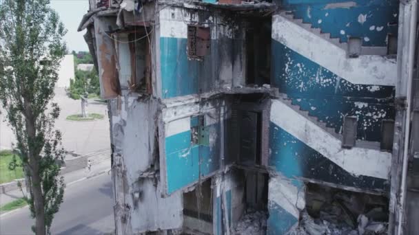 Stock Video Shows Destroyed Residential Building War Ukraine Borodyanka Bucha — Vídeo de Stock