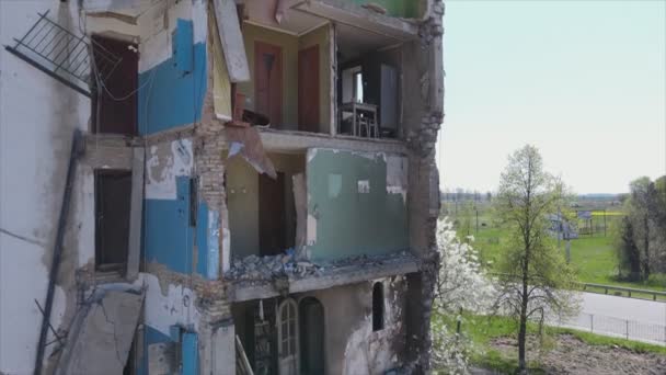 Stock Video Shows Destroyed Residential Building War Ukraine Borodyanka Bucha — Vídeos de Stock