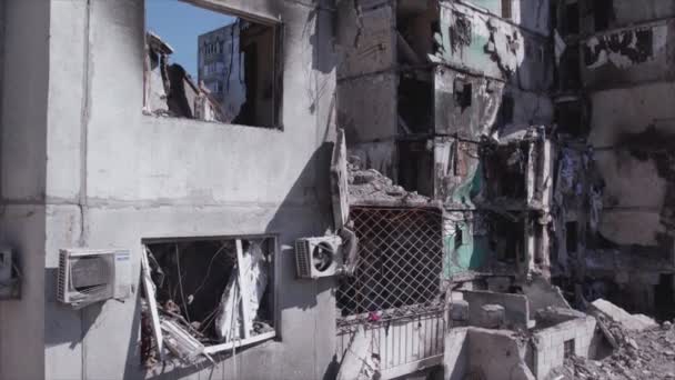 Stock Video Shows Destroyed Residential Building War Ukraine Borodyanka Bucha — Video Stock