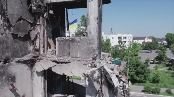 Stock Video Shows Destroyed Residential Building War Ukraine Borodyanka Bucha — Stock video