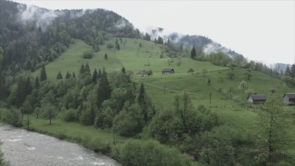 Stock Video Shows Aerial View House Carpathian Mountains Ukraine Resolution — Stock video