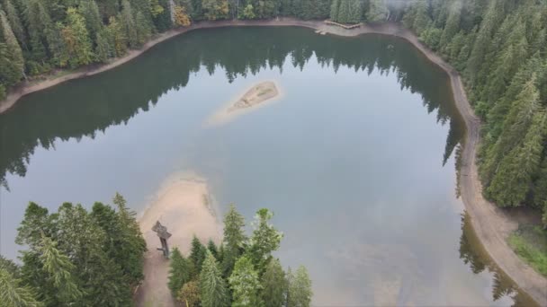 Stock Video Shows Aerial View Synevyr Lake Carpathian Mountains Ukraine — Stok video