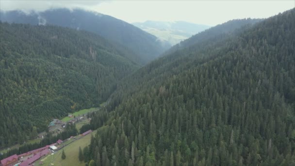 Αυτό Υλικό Δείχνει Εναέρια Άποψη Του Ορεινού Τοπίου Των Καρπαθίων — Αρχείο Βίντεο