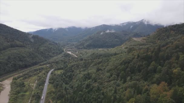 Stock Footage Shows Aerial View Mountain Landscape Carpathians Ukraine Resolution — Stock video