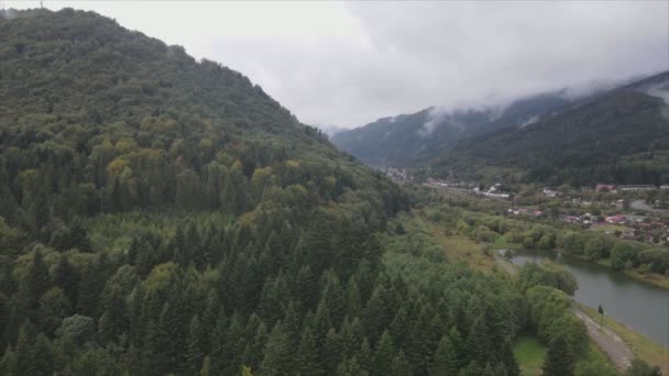 Stock Footage Shows Aerial View Mountain Landscape Carpathians Ukraine Resolution — Video
