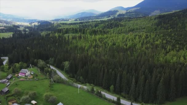 Stock Footage Shows Aerial View Mountain Landscape Carpathians Ukraine Resolution — Stock Video