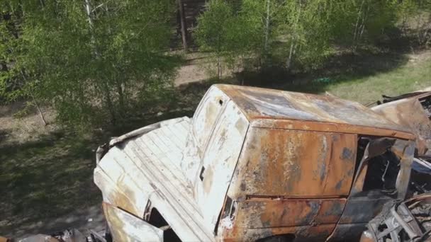 Stock Video Shows Dump Shot Burned Cars Irpin Bucha District — kuvapankkivideo