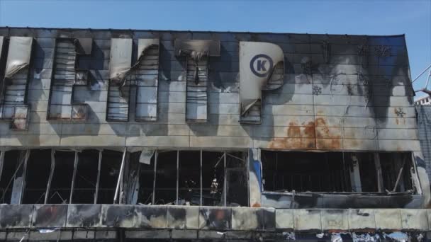 Stock Video Shows Destroyed Building Shopping Center Bucha Ukraine War — 비디오