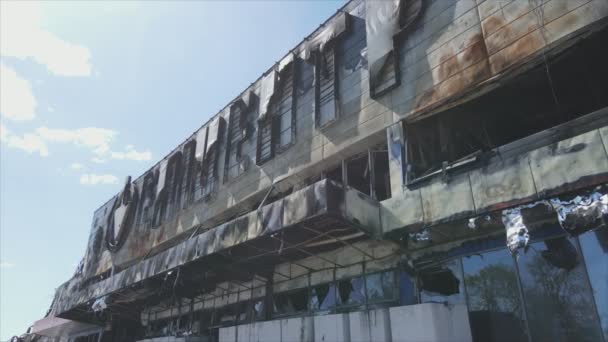 Stock Video Shows Destroyed Building Shopping Center Bucha Ukraine War — 图库视频影像