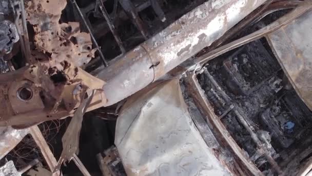 Stock Vertical Video Shows Dump Shot Burned Cars Irpin Bucha — Wideo stockowe