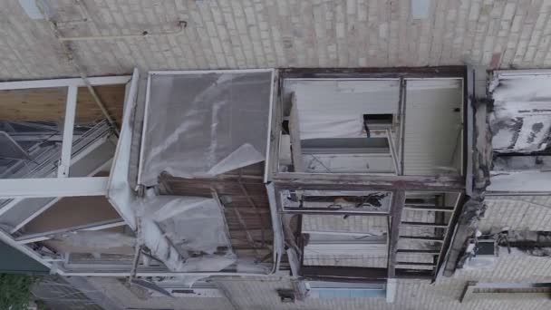 Stock Vertical Video Shows Destroyed Building City Makariv War Ukraine — Vídeo de stock