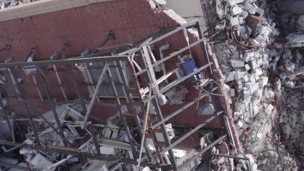 Stock Vertical Video Shows Destroyed Building City Makariv War Ukraine — Wideo stockowe