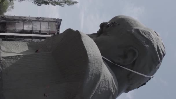 Stock Vertical Video Shows Shot Monument Taras Shevchenko Borodyanka Ukraine — Stockvideo