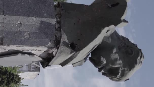 Stock Vertical Video Shows Shot Monument Taras Shevchenko Borodyanka Ukraine — kuvapankkivideo