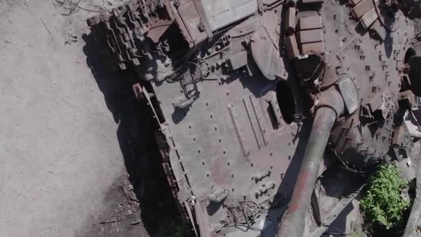 Stock Vertical Video Shows Aerial View Destroyed Military Equipment Ukraine — ストック動画