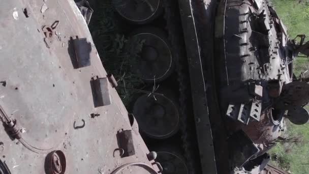 Αυτό Κατακόρυφο Βίντεο Απόθεμα Δείχνει Μια Εναέρια Άποψη Του Κατεστραμμένου — Αρχείο Βίντεο