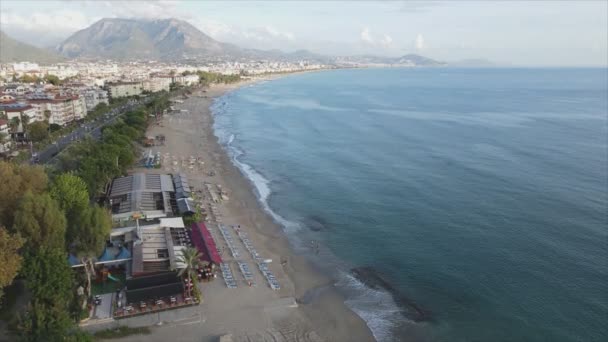 Stock Footage Shows Aerial View Alanya Turkey Resort Town Seashore — Video Stock