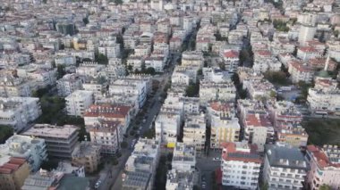 This stock footage shows aerial view of Alanya, Turkey - a resort town on the seashore in 8K resolution