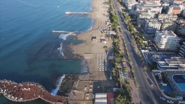 Stock Footage Shows Aerial View Alanya Turkey Resort Town Seashore — Stok video