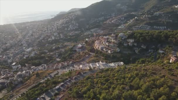 Stock Footage Shows Aerial View Alanya Turkey Resort Town Seashore — Vídeo de stock