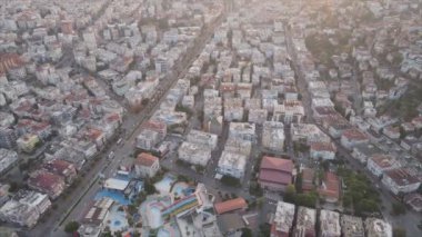 This stock footage shows aerial view of Alanya, Turkey - a resort town on the seashore in 8K resolution
