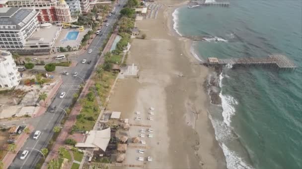 Stock Footage Shows Aerial View Alanya Turkey Resort Town Seashore — 图库视频影像
