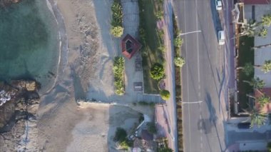 This stock footage shows aerial view of Alanya, Turkey - a resort town on the seashore in 8K resolution