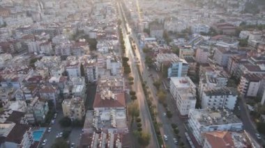 This stock footage shows aerial view of Alanya, Turkey - a resort town on the seashore in 8K resolution