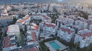 This stock footage shows aerial view of Alanya, Turkey - a resort town on the seashore in 8K resolution