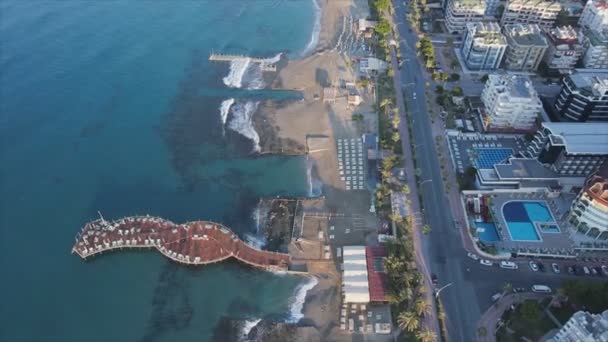 Stock Footage Shows Aerial View Alanya Turkey Resort Town Seashore — Stockvideo