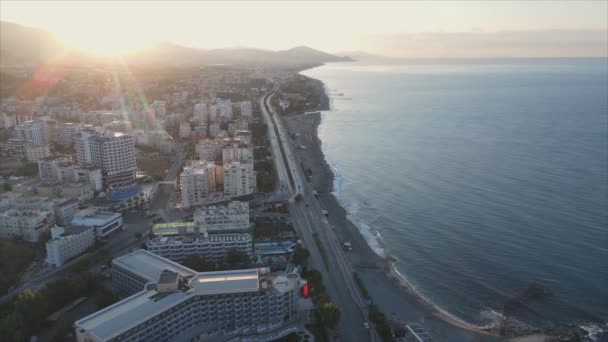 Stock Footage Shows Aerial View Alanya Turkey Resort Town Seashore — Stock Video