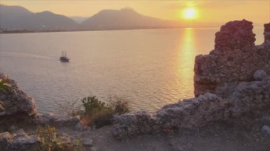 This stock footage shows aerial view of Alanya Castle, Alanya Kalesi in Turkey in 8K