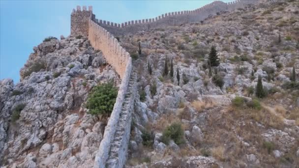 Stock Footage Shows Aerial View Alanya Castle Alanya Kalesi Turkey — Video Stock