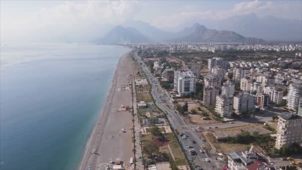 Stock Footage Shows Aerial View Antalya Turkey Resort Town Seashore — Stockvideo