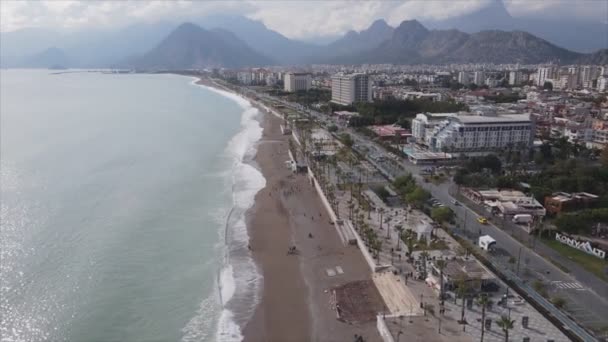 Stock Footage Shows Aerial View Antalya Turkey Resort Town Seashore — Stock Video