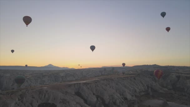 Stock Footage Shows Aerial View Balloons Sky Cappadocia Turkey Resolution — Stock Video