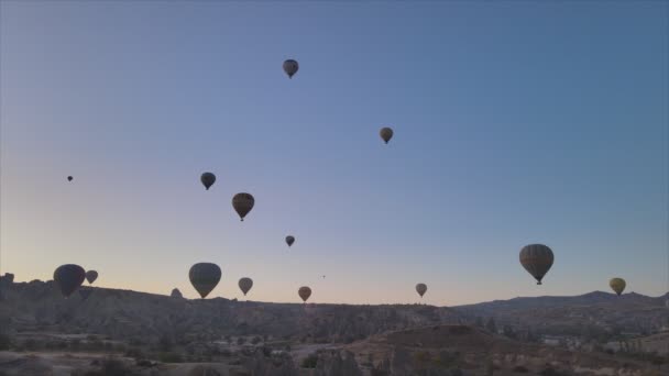 Detta Lager Bilder Visar Antenn Syn Ballonger Himlen Kappadokien Turkiet — Stockvideo