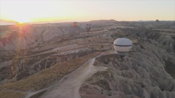 Detta Lager Bilder Visar Antenn Syn Ballonger Himlen Kappadokien Turkiet — Stockvideo