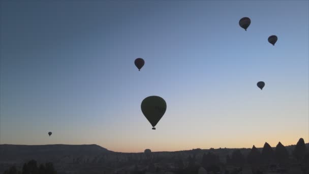 Detta Lager Bilder Visar Antenn Syn Ballonger Himlen Kappadokien Turkiet — Stockvideo