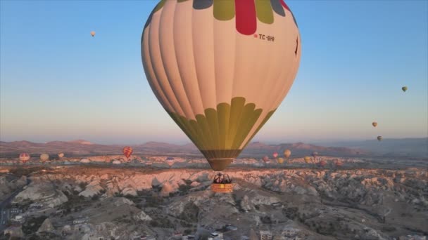 Stock Footage Shows Aerial View Balloons Sky Cappadocia Turkey Resolution — Stock Video