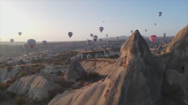 Cette Séquence Montre Vue Aérienne Des Ballons Dans Ciel Cappadoce — Video