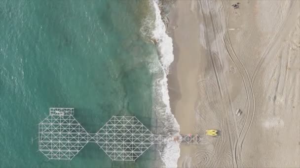 Stock Footage Shows Aerial View Beach Seaside Resort Town Turkey — Video
