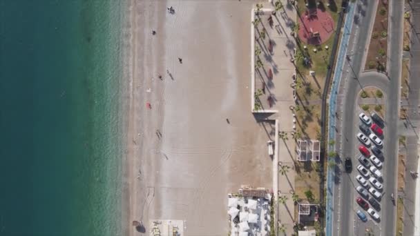Stock Footage Shows Aerial View Beach Seaside Resort Town Turkey — Stock Video