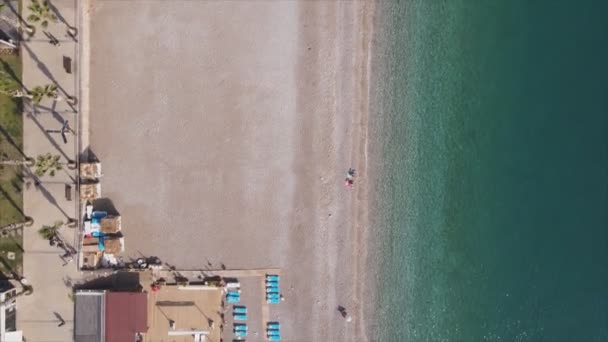 Кадрах Виден Вид Воздуха Пляжа Курортного Города Турции Разрешении — стоковое видео