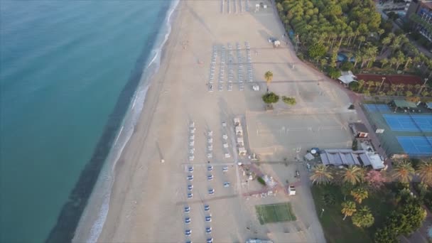 Stock Footage Shows Aerial View Beach Seaside Resort Town Turkey — Stockvideo